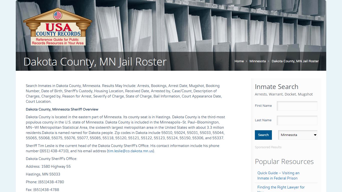 Dakota County, MN Jail Roster | Name Search