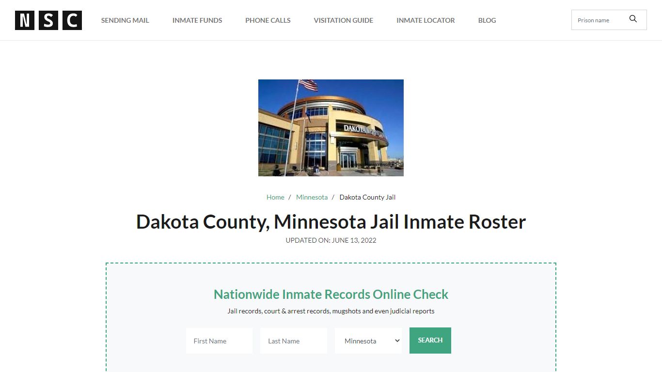 Dakota County, Minnesota Jail Inmate List